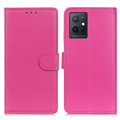 Coque Portefeuille Livre Cuir Etui Clapet A03D pour Vivo iQOO Z6 5G Rose Rouge