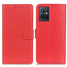 Coque Portefeuille Livre Cuir Etui Clapet A03D pour Vivo iQOO Z6 5G Rouge