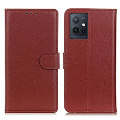 Coque Portefeuille Livre Cuir Etui Clapet A03D pour Vivo T1 5G India Marron