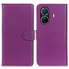 Coque Portefeuille Livre Cuir Etui Clapet A03D pour Vivo T1 5G Violet