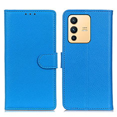 Coque Portefeuille Livre Cuir Etui Clapet A03D pour Vivo V23 5G Bleu Ciel