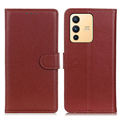 Coque Portefeuille Livre Cuir Etui Clapet A03D pour Vivo V23 5G Marron