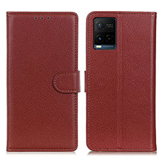 Coque Portefeuille Livre Cuir Etui Clapet A03D pour Vivo Y21s Marron