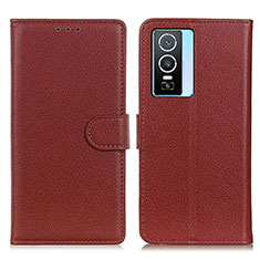 Coque Portefeuille Livre Cuir Etui Clapet A03D pour Vivo Y76s 5G Marron