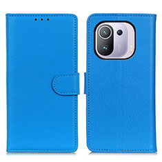 Coque Portefeuille Livre Cuir Etui Clapet A03D pour Xiaomi Mi 11 Pro 5G Bleu Ciel