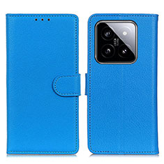 Coque Portefeuille Livre Cuir Etui Clapet A03D pour Xiaomi Mi 14 5G Bleu Ciel