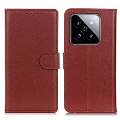 Coque Portefeuille Livre Cuir Etui Clapet A03D pour Xiaomi Mi 14 5G Marron