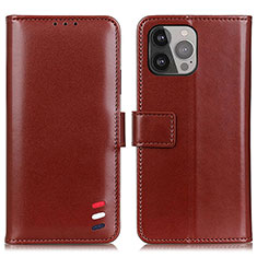 Coque Portefeuille Livre Cuir Etui Clapet A04 pour Apple iPhone 14 Pro Marron