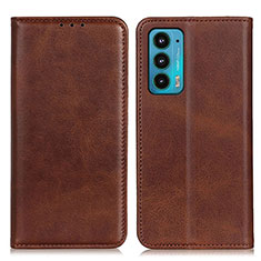 Coque Portefeuille Livre Cuir Etui Clapet A04D pour Motorola Moto Edge Lite 5G Marron