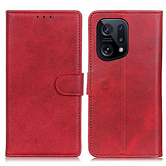 Coque Portefeuille Livre Cuir Etui Clapet A04D pour Oppo Find X5 5G Rouge