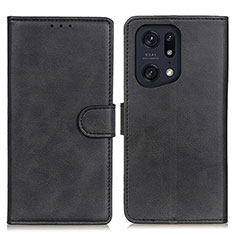 Coque Portefeuille Livre Cuir Etui Clapet A04D pour Oppo Find X5 Pro 5G Noir