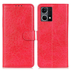 Coque Portefeuille Livre Cuir Etui Clapet A04D pour Oppo Reno8 4G Rouge