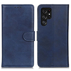 Coque Portefeuille Livre Cuir Etui Clapet A04D pour Samsung Galaxy S22 Ultra 5G Bleu