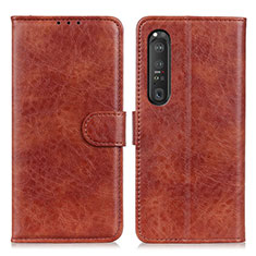 Coque Portefeuille Livre Cuir Etui Clapet A04D pour Sony Xperia 1 III Marron