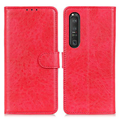 Coque Portefeuille Livre Cuir Etui Clapet A04D pour Sony Xperia 1 III Rouge