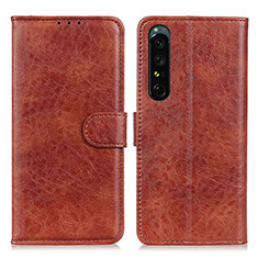 Coque Portefeuille Livre Cuir Etui Clapet A04D pour Sony Xperia 1 IV Marron