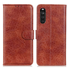 Coque Portefeuille Livre Cuir Etui Clapet A04D pour Sony Xperia 10 III SOG04 Marron