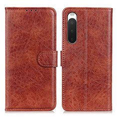 Coque Portefeuille Livre Cuir Etui Clapet A04D pour Sony Xperia 10 IV SO-52C Marron