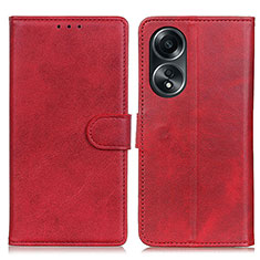 Coque Portefeuille Livre Cuir Etui Clapet A05D pour Oppo A38 Rouge