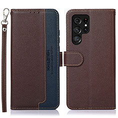 Coque Portefeuille Livre Cuir Etui Clapet A05D pour Samsung Galaxy S25 Ultra 5G Marron