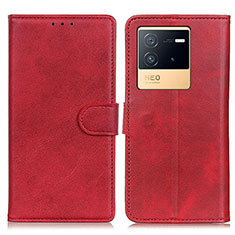 Coque Portefeuille Livre Cuir Etui Clapet A05D pour Vivo iQOO Neo6 5G Rouge