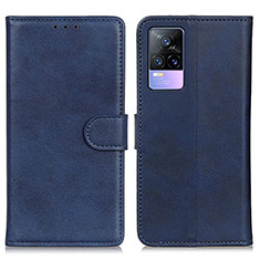 Coque Portefeuille Livre Cuir Etui Clapet A05D pour Vivo V21e 4G Bleu