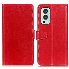 Coque Portefeuille Livre Cuir Etui Clapet A06D pour OnePlus Nord 2 5G Rouge