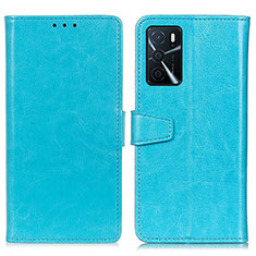 Coque Portefeuille Livre Cuir Etui Clapet A06D pour Oppo A16 Bleu Ciel