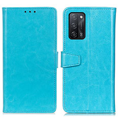 Coque Portefeuille Livre Cuir Etui Clapet A06D pour Oppo A53s 5G Bleu Ciel