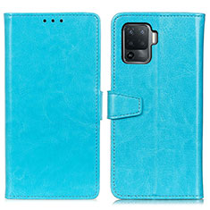 Coque Portefeuille Livre Cuir Etui Clapet A06D pour Oppo A94 4G Bleu Ciel