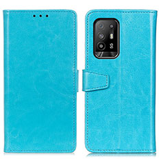 Coque Portefeuille Livre Cuir Etui Clapet A06D pour Oppo A94 5G Bleu Ciel