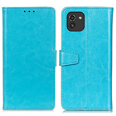 Coque Portefeuille Livre Cuir Etui Clapet A06D pour Samsung Galaxy A03 Bleu Ciel