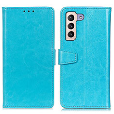 Coque Portefeuille Livre Cuir Etui Clapet A06D pour Samsung Galaxy S21 FE 5G Bleu Ciel