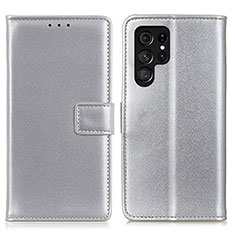 Coque Portefeuille Livre Cuir Etui Clapet A06D pour Samsung Galaxy S21 Ultra 5G Argent