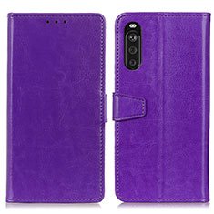 Coque Portefeuille Livre Cuir Etui Clapet A06D pour Sony Xperia 10 III SO-52B Violet