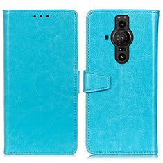 Coque Portefeuille Livre Cuir Etui Clapet A06D pour Sony Xperia PRO-I Bleu Ciel