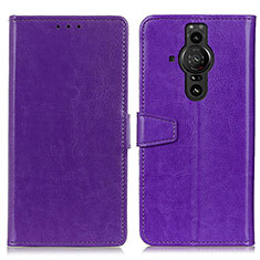 Coque Portefeuille Livre Cuir Etui Clapet A06D pour Sony Xperia PRO-I Violet