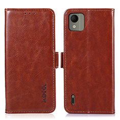 Coque Portefeuille Livre Cuir Etui Clapet A07D pour Nokia C110 Marron