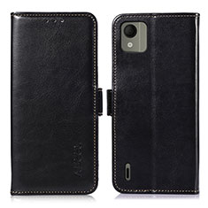 Coque Portefeuille Livre Cuir Etui Clapet A07D pour Nokia C110 Noir