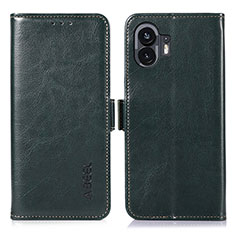 Coque Portefeuille Livre Cuir Etui Clapet A07D pour Nothing Phone 2 Vert