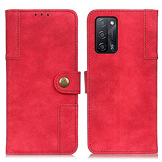 Coque Portefeuille Livre Cuir Etui Clapet A07D pour Oppo A55 5G Rouge