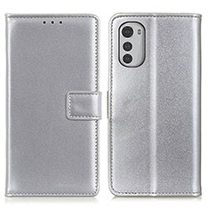 Coque Portefeuille Livre Cuir Etui Clapet A08D pour Motorola Moto E32s Argent