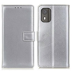 Coque Portefeuille Livre Cuir Etui Clapet A08D pour Nokia C02 Argent