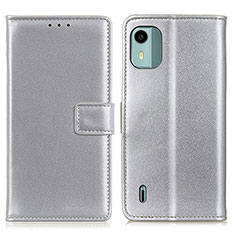 Coque Portefeuille Livre Cuir Etui Clapet A08D pour Nokia C12 Argent