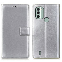 Coque Portefeuille Livre Cuir Etui Clapet A08D pour Nokia C31 Argent