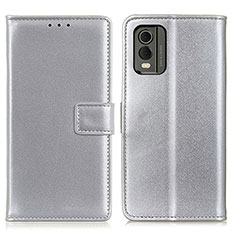 Coque Portefeuille Livre Cuir Etui Clapet A08D pour Nokia C32 Argent