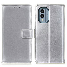 Coque Portefeuille Livre Cuir Etui Clapet A08D pour Nokia X30 5G Argent