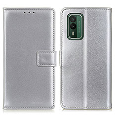 Coque Portefeuille Livre Cuir Etui Clapet A08D pour Nokia XR21 Argent