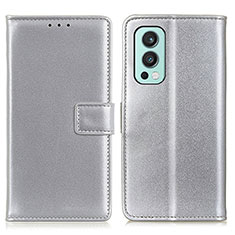 Coque Portefeuille Livre Cuir Etui Clapet A08D pour OnePlus Nord 2 5G Argent