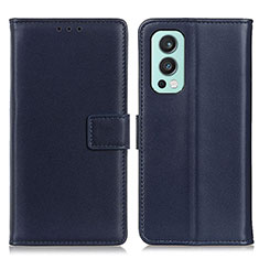 Coque Portefeuille Livre Cuir Etui Clapet A08D pour OnePlus Nord 2 5G Bleu